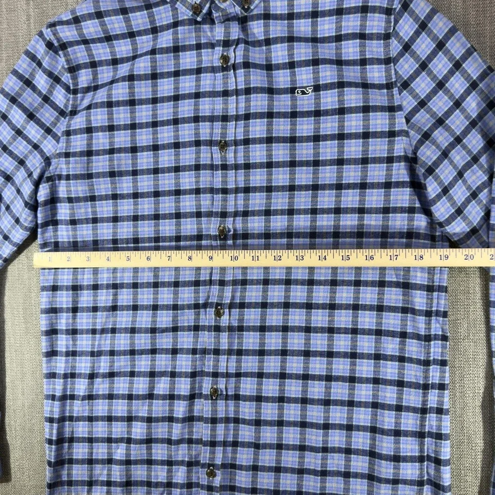 Vineyard Vines Whale Shirt Mens XL Blue Plaid Long Sleeve Button Down Stretch